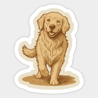 Golden Retriever – Vintage Style Dog Art for Animal Lovers Sticker